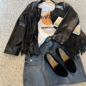 Downtown Edge | Vintage Tee + Fringe Jacket Look
